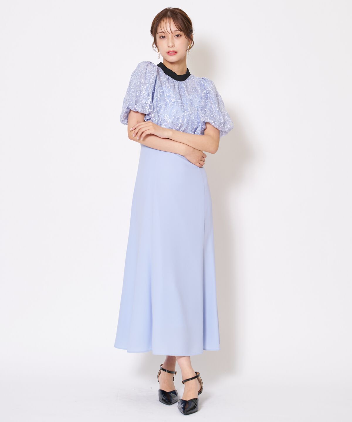 アンドクチュール「サテントリミングブラウス&times;ドレス」|ドレス|