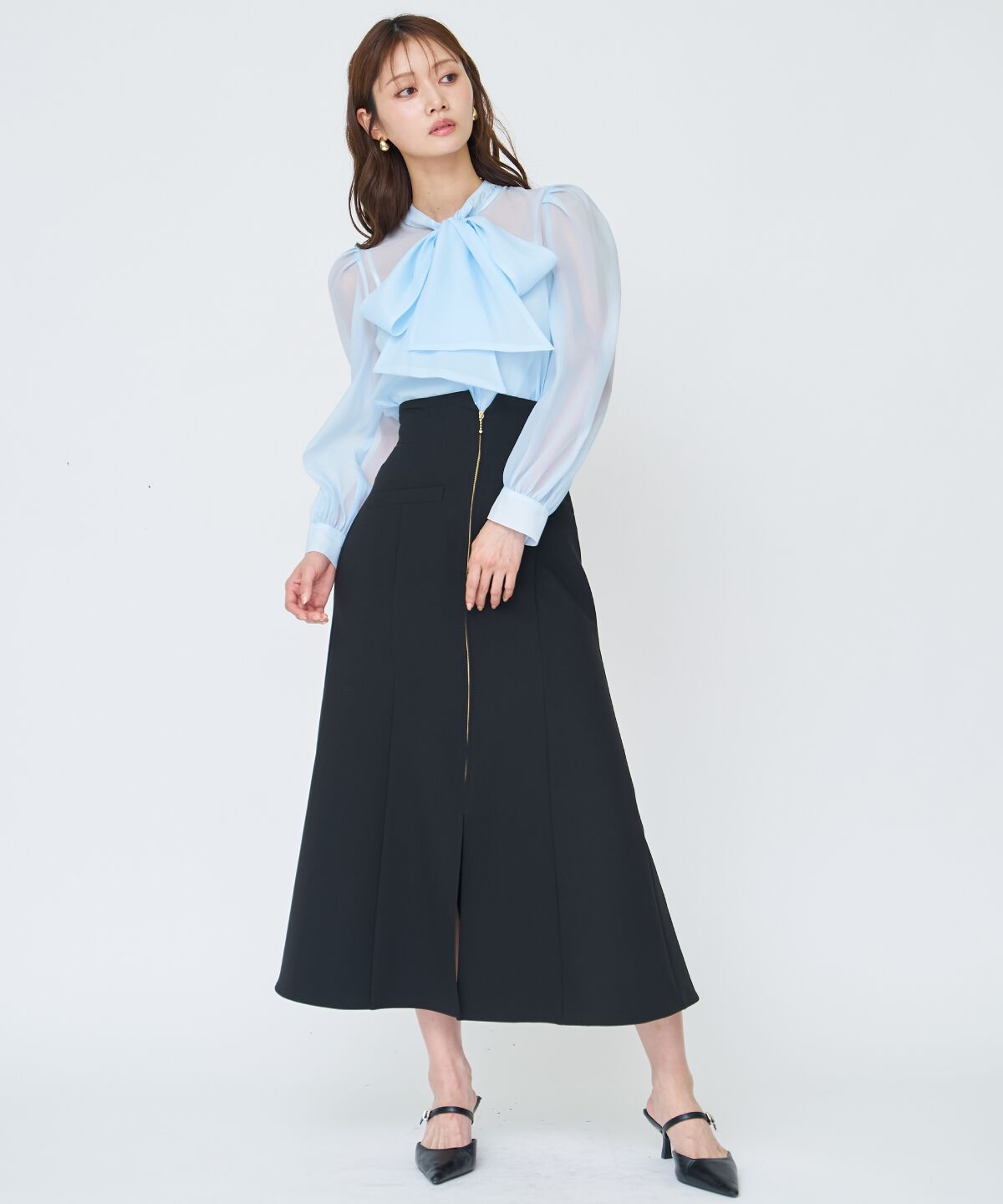 アンドクチュール「フロントZIPマーメイドスカート」|フレア|