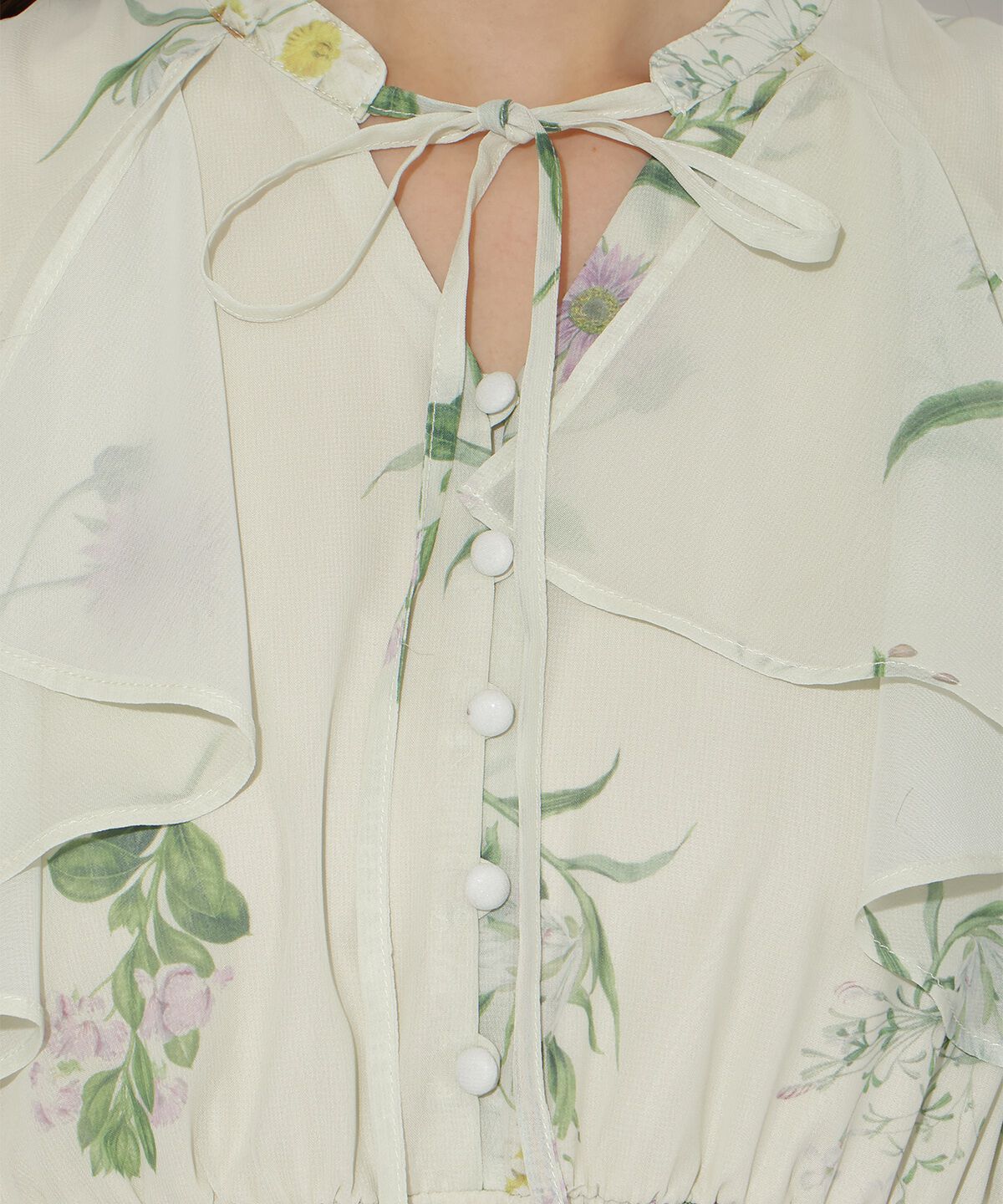 アンドクチュール「フリルケープフラワープリントワンピース」|ワンピース|