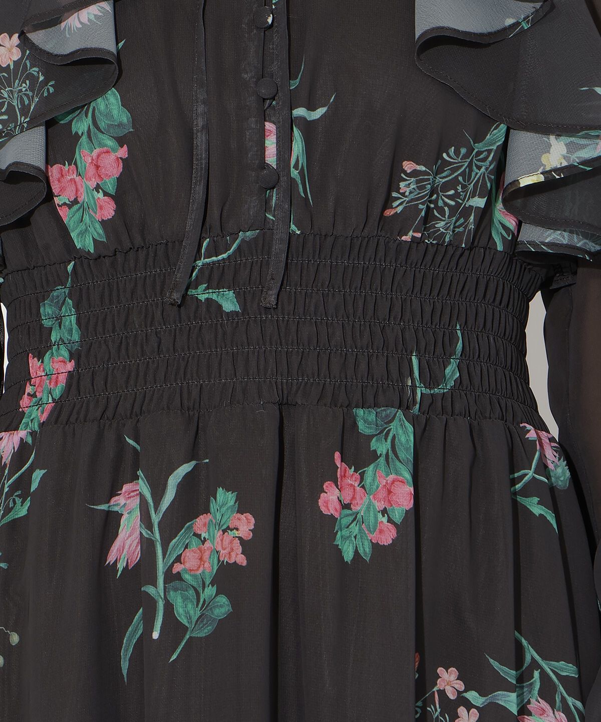 アンドクチュール「フリルケープフラワープリントワンピース」|ワンピース|