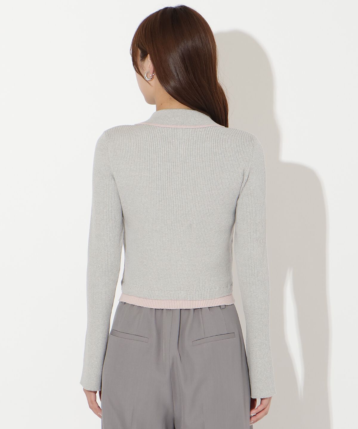 アンドクチュール「襟付きレイヤード風カーディガン」|カーディガン|