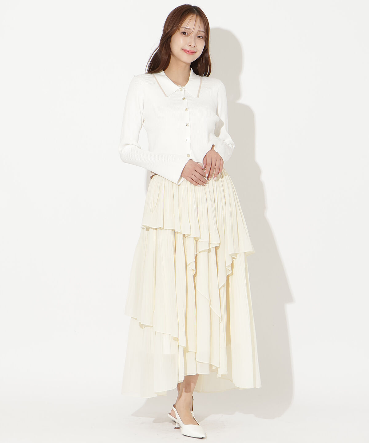 アンドクチュール「襟付きレイヤード風カーディガン」|カーディガン|