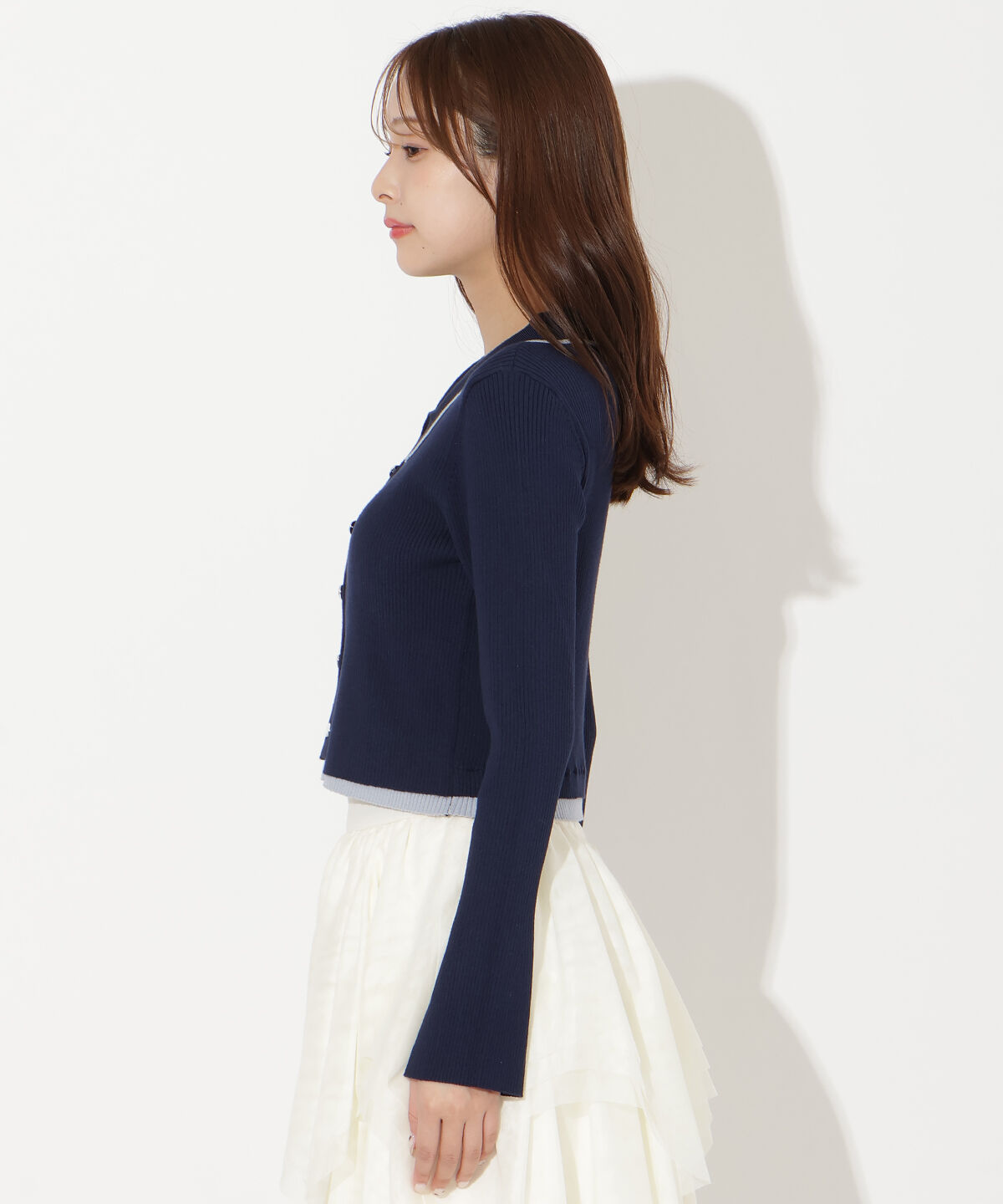 アンドクチュール「襟付きレイヤード風カーディガン」|カーディガン|