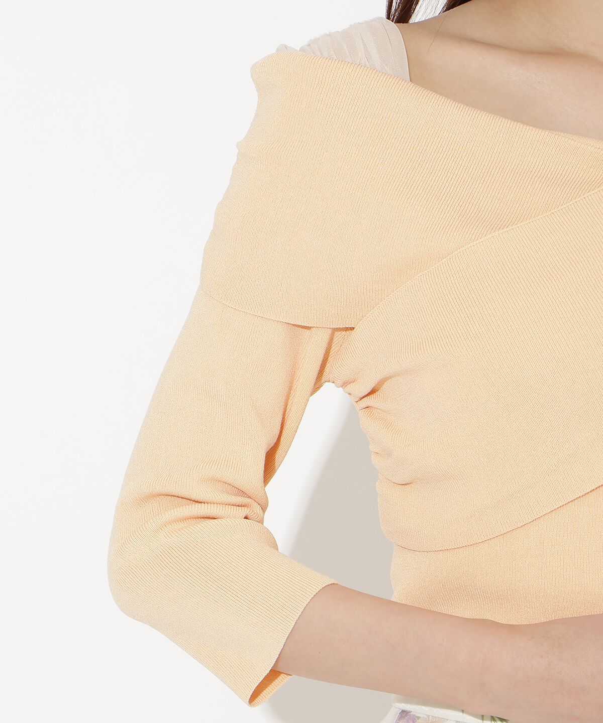 アンドクチュール「7分袖クロスネックニットプルオーバー」|ニット・セーター|