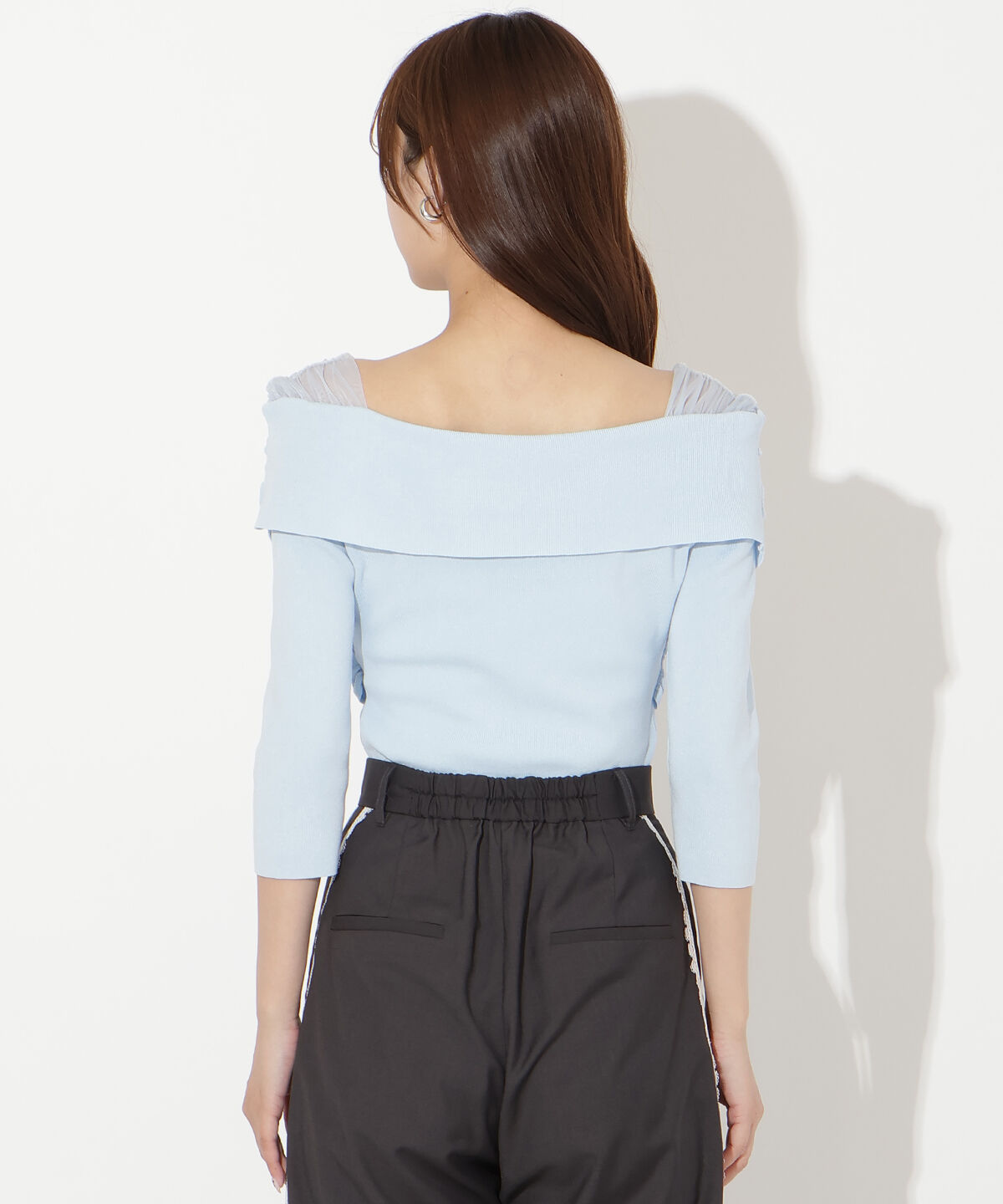 アンドクチュール「7分袖クロスネックニットプルオーバー」|ニット・セーター|