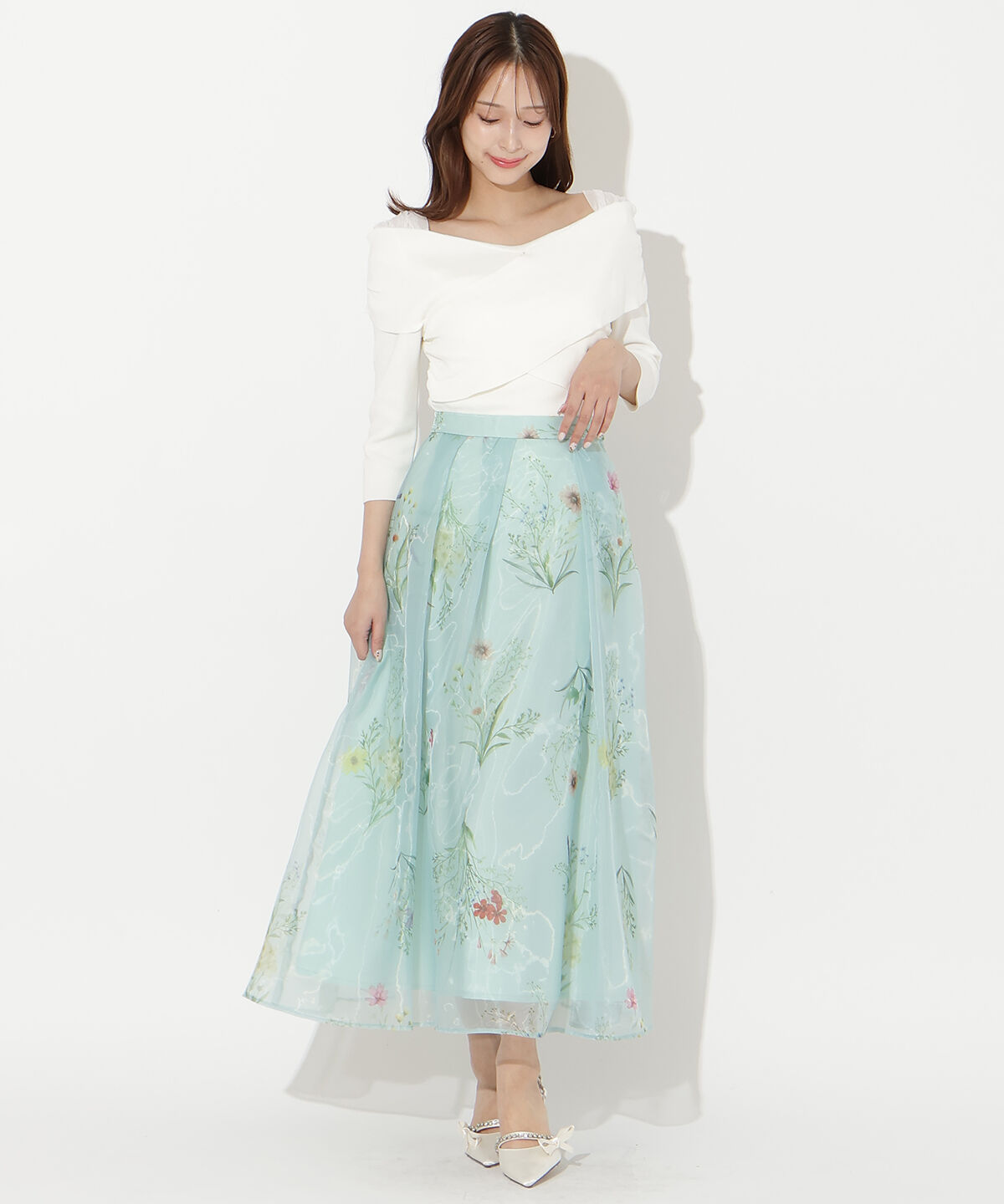 アンドクチュール「7分袖クロスネックニットプルオーバー」|ニット・セーター|