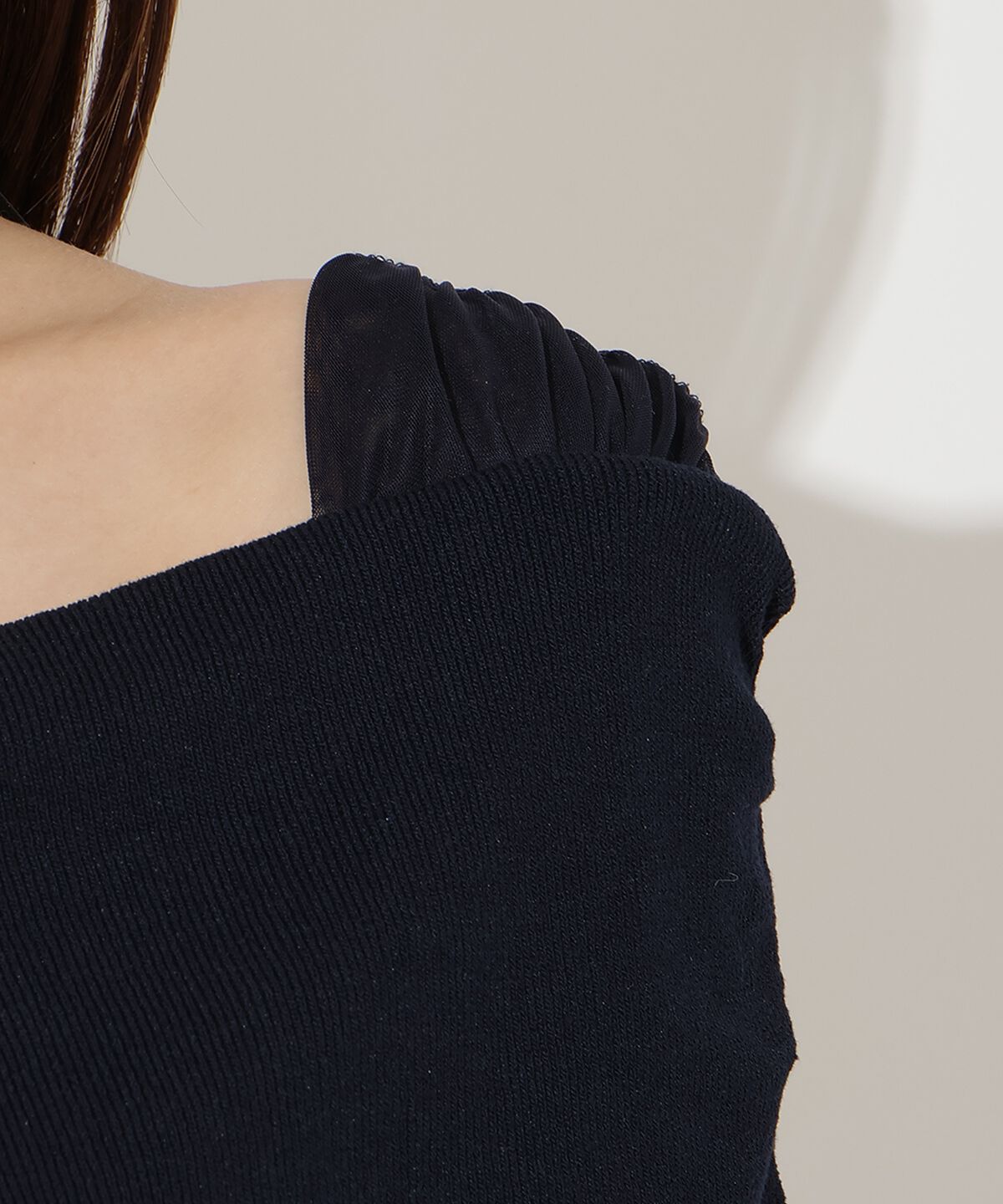 アンドクチュール「7分袖クロスネックニットプルオーバー」|ニット・セーター|