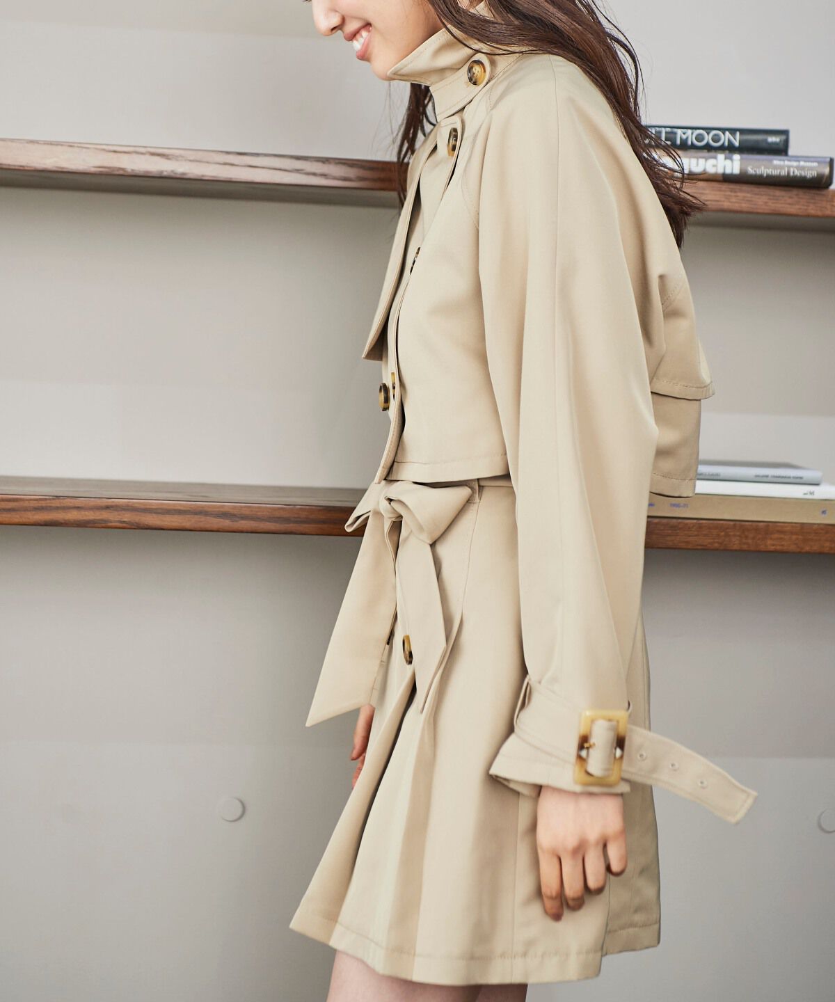 REDYAZEL「ハイウエストトレンチミニスカート」|フレア|