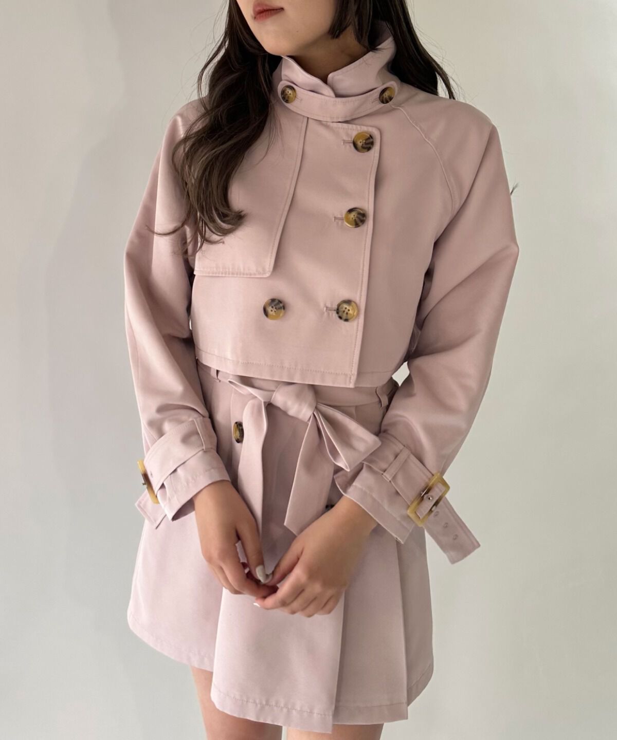 REDYAZEL「ハイウエストトレンチミニスカート」|フレア|