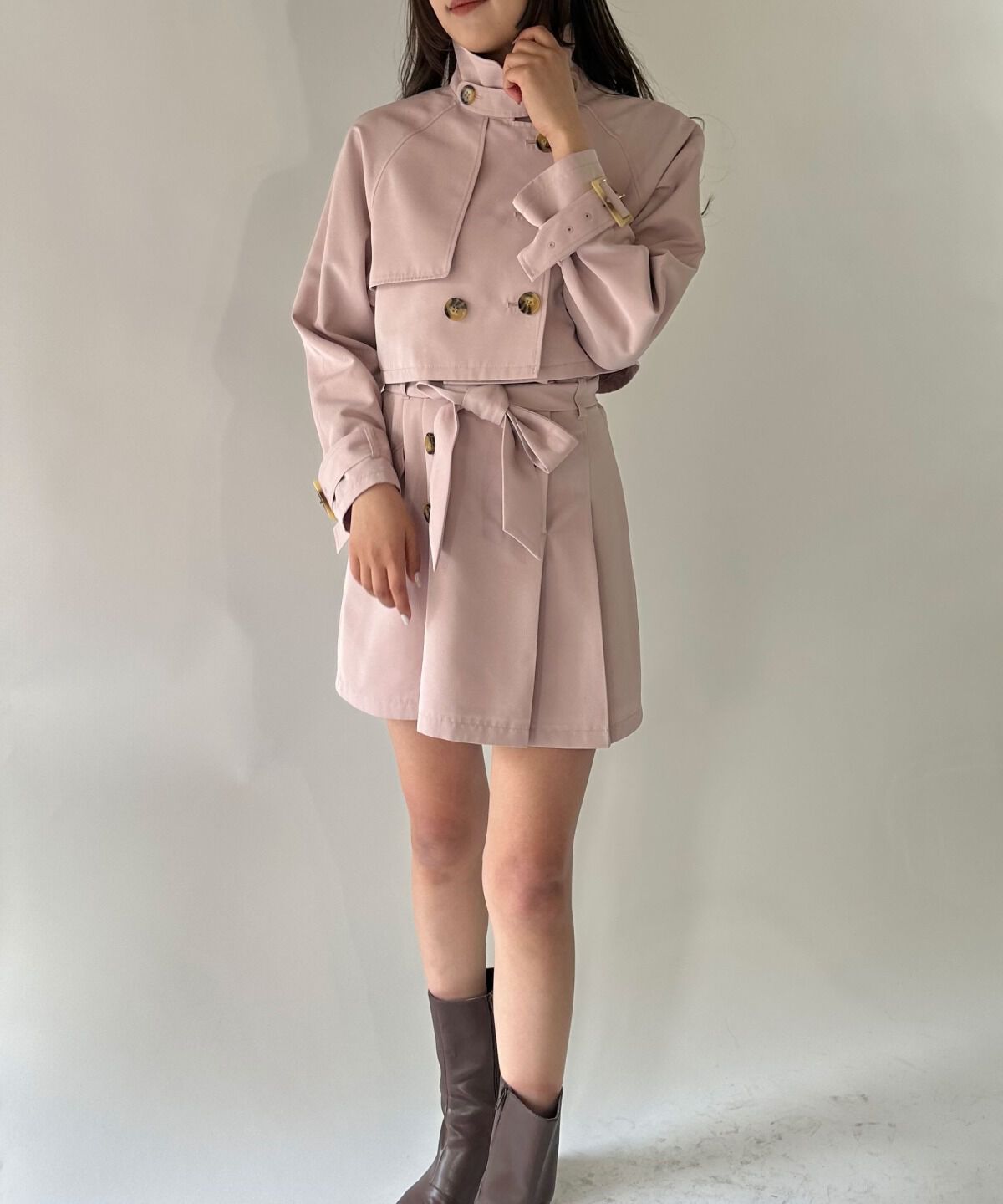 REDYAZEL「ハイウエストトレンチミニスカート」|フレア|