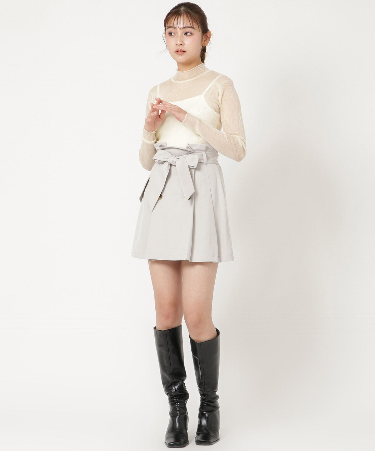 REDYAZEL「ハイウエストトレンチミニスカート」|フレア|