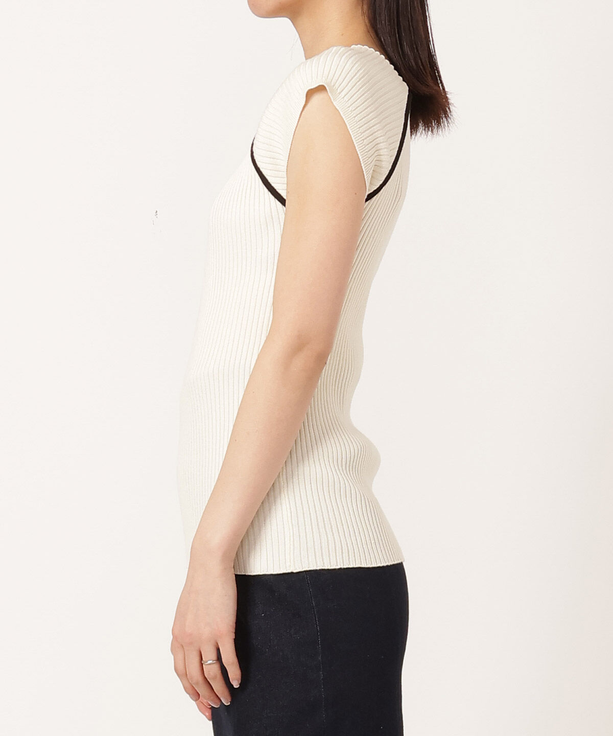 REDYAZEL「ラインフレンチスリーブニットプルオーバー」|ニット・セーター|