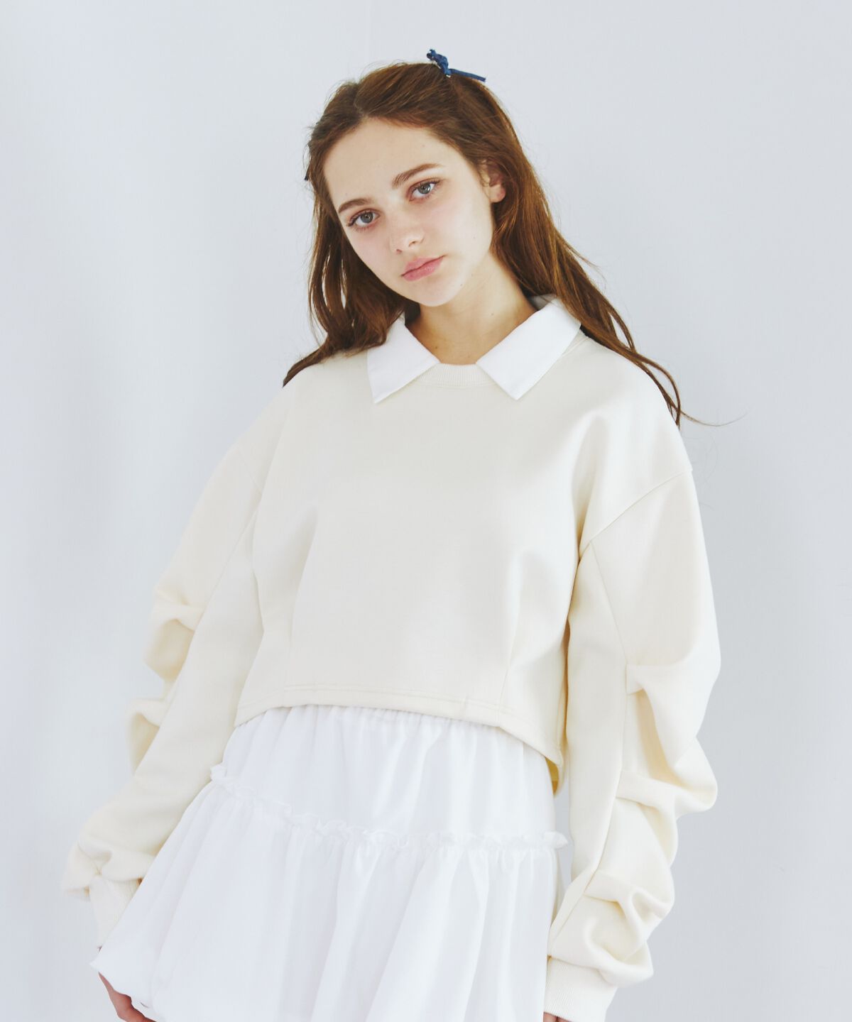 REDYAZEL「襟つきタックスリーブトップス」|Tシャツ・カットソー|