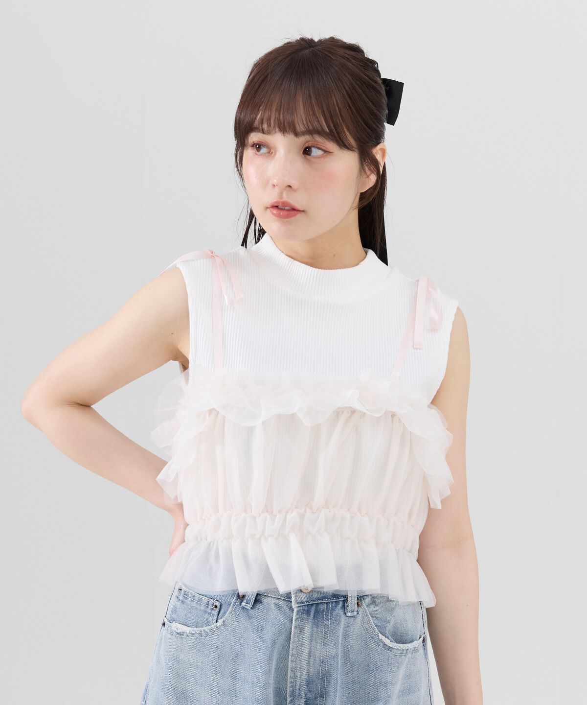 REDYAZEL「チュールビスチェｘノースリカットソー」|Tシャツ・カットソー|