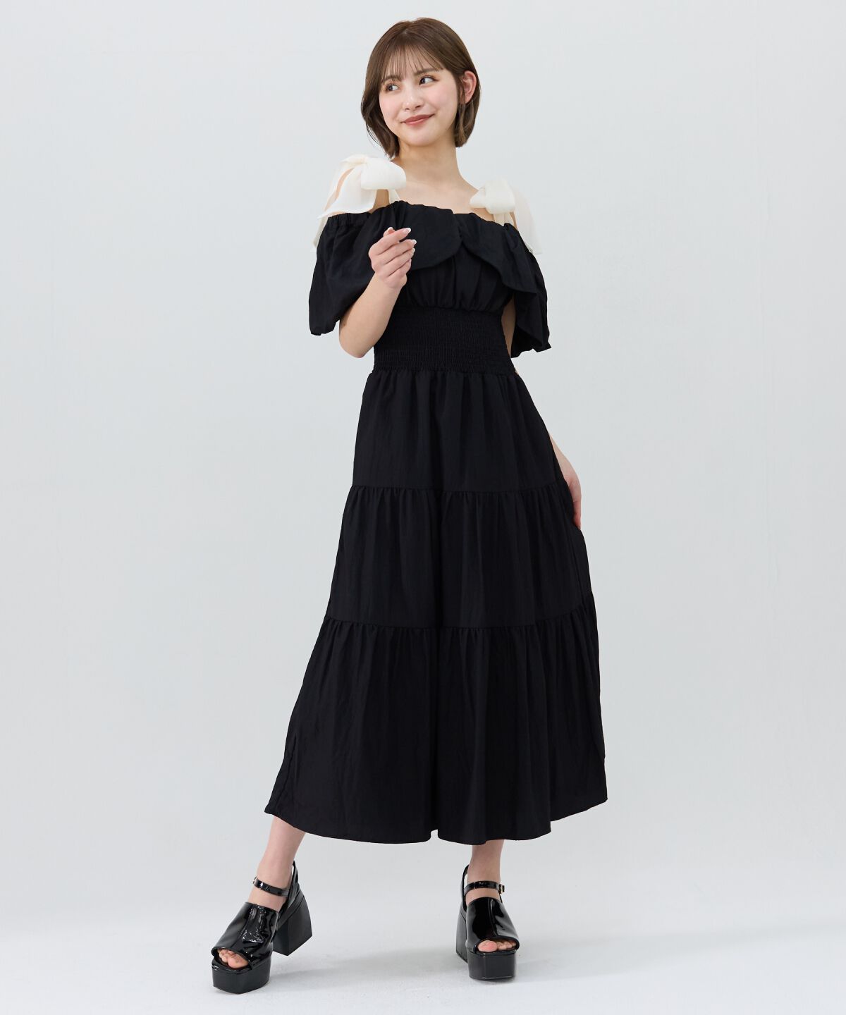 REDYAZEL「ショルダーリボンオフショルワンピース」|ワンピース|