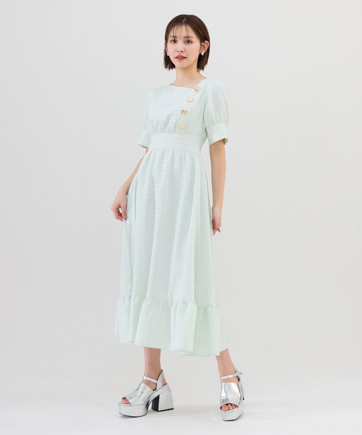 REDYAZEL「ニュアンスボタンジャガードワンピース」|ワンピース|