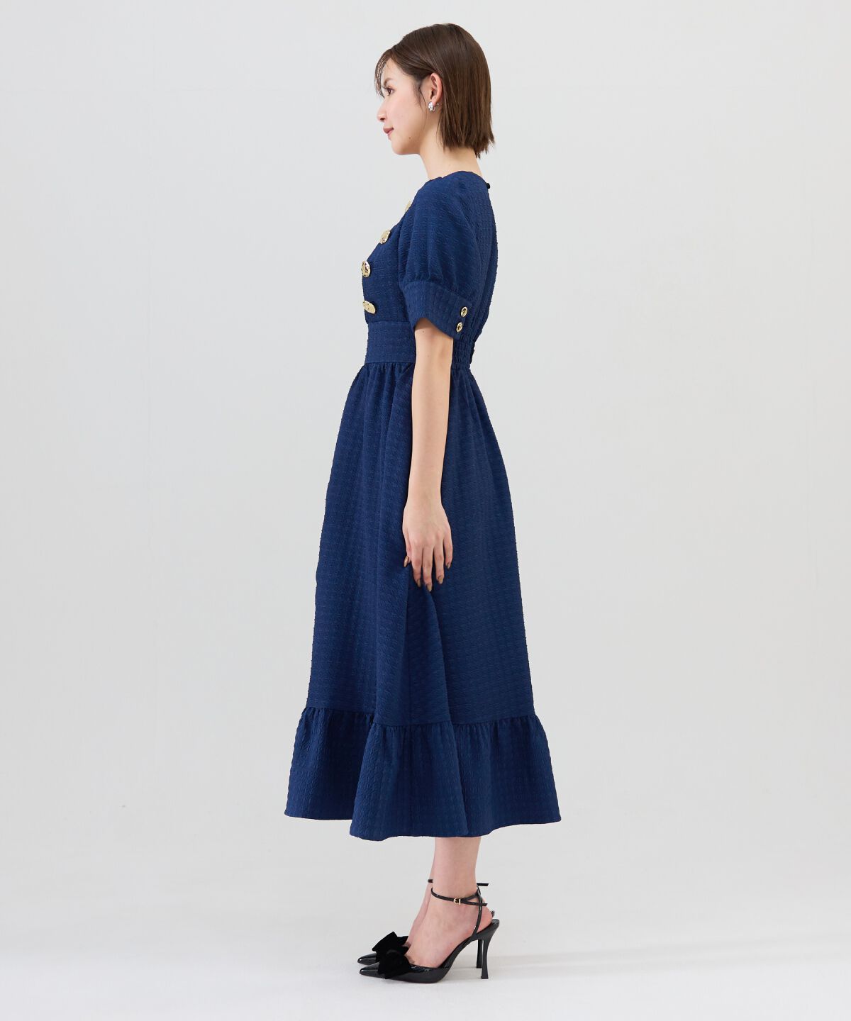 REDYAZEL「ニュアンスボタンジャガードワンピース」|ワンピース|