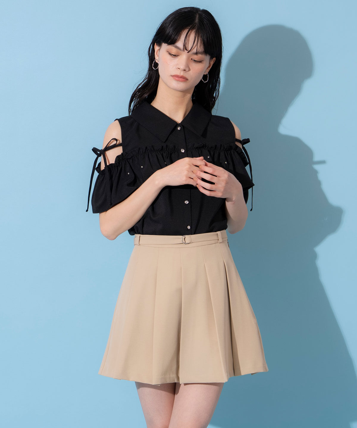 REDYAZEL「プリーツスカートルックショートパンツ」|キュロット|