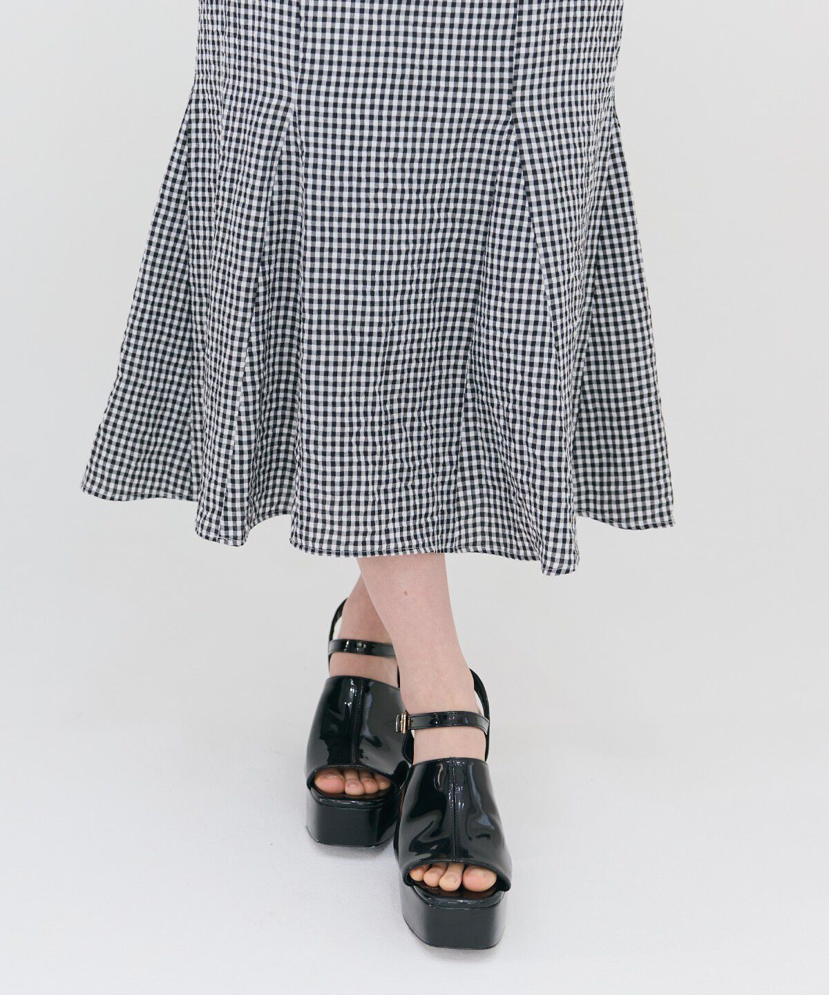 REDYAZEL「クロスリボンギンガムチェックマーメイドワンピース」|ワンピース|