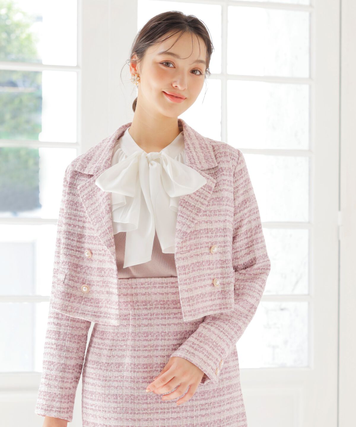 WILLSELECTION「ラメツイードダブルボタンジャケット」|テーラードジャケット|