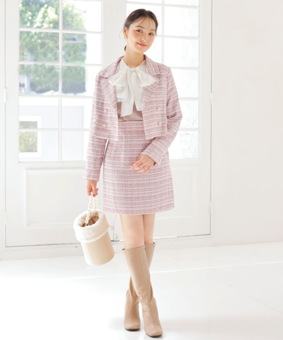 WILLSELECTION「ラメツイードダブルボタンジャケット」|テーラードジャケット|