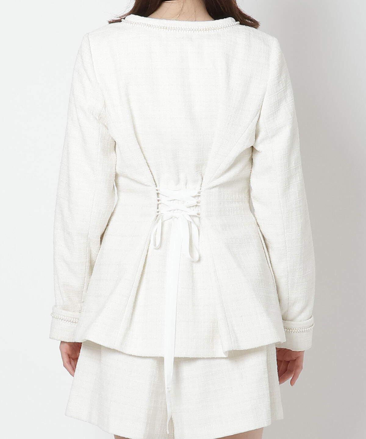 WILLSELECTION「ラメツイードジャケット」|ノーカラージャケット|