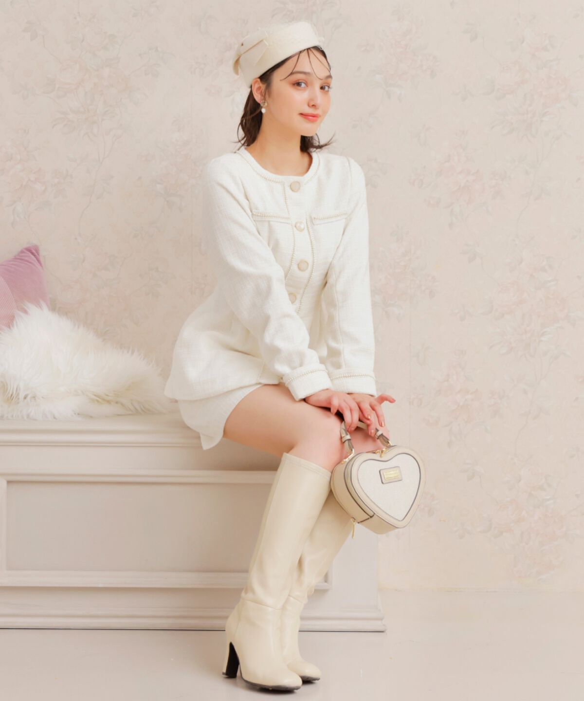 WILLSELECTION「ラメツイードジャケット」|ノーカラージャケット|