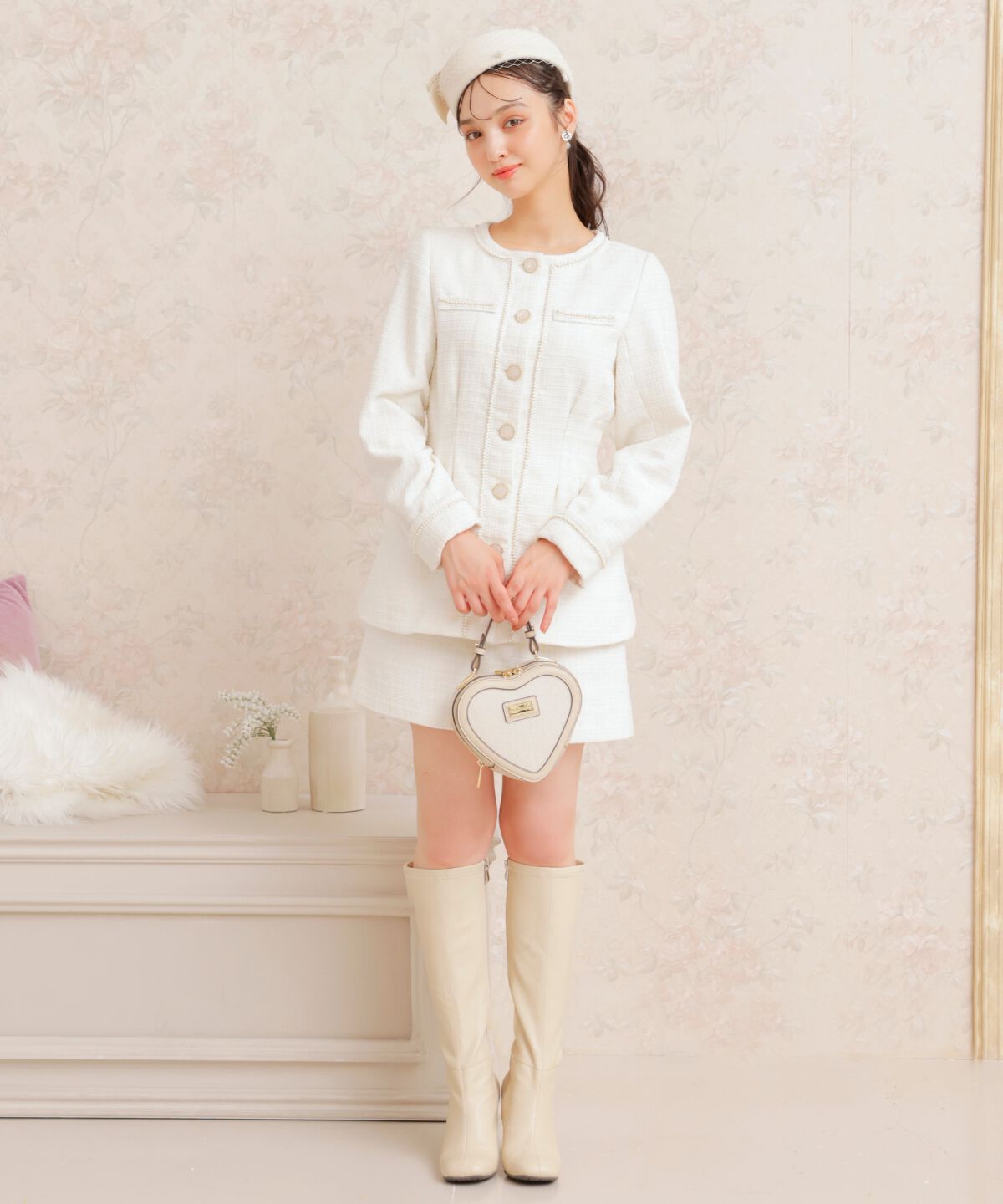 WILLSELECTION「ラメツイードジャケット」|ノーカラージャケット|