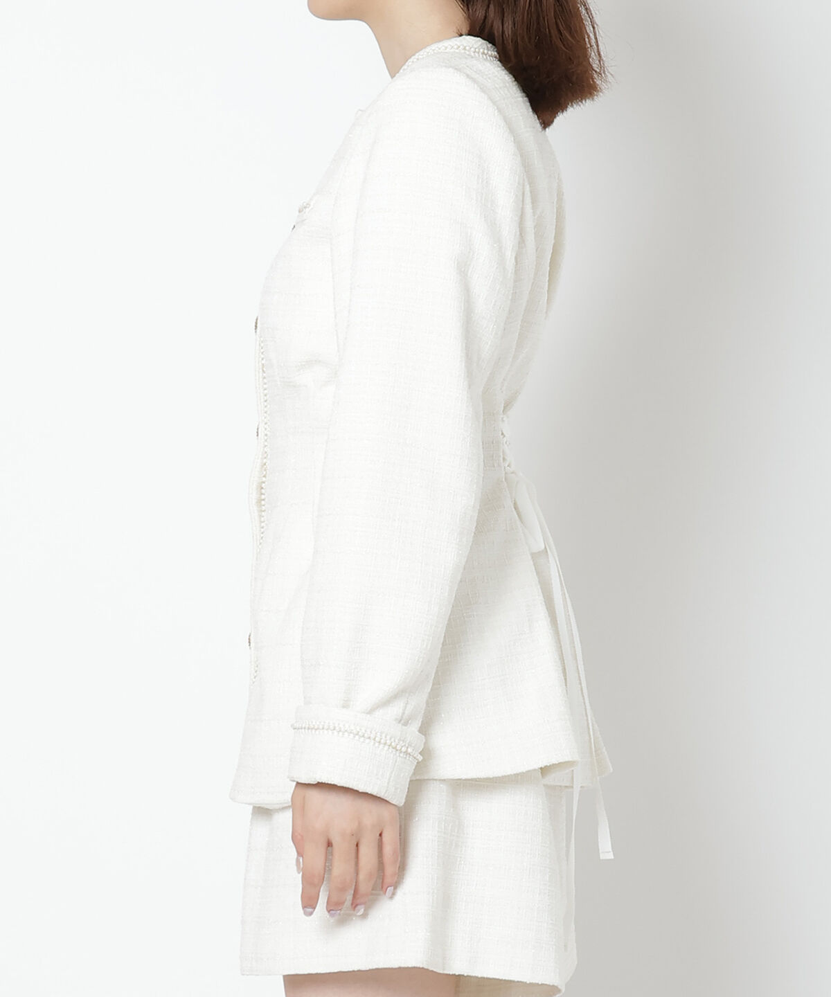 WILLSELECTION「ラメツイードジャケット」|ノーカラージャケット|