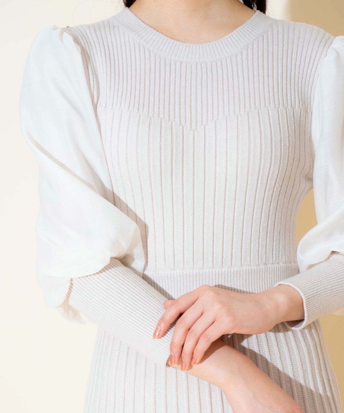 WILLSELECTION「袖オーガンジーニットワンピース」|ワンピース|