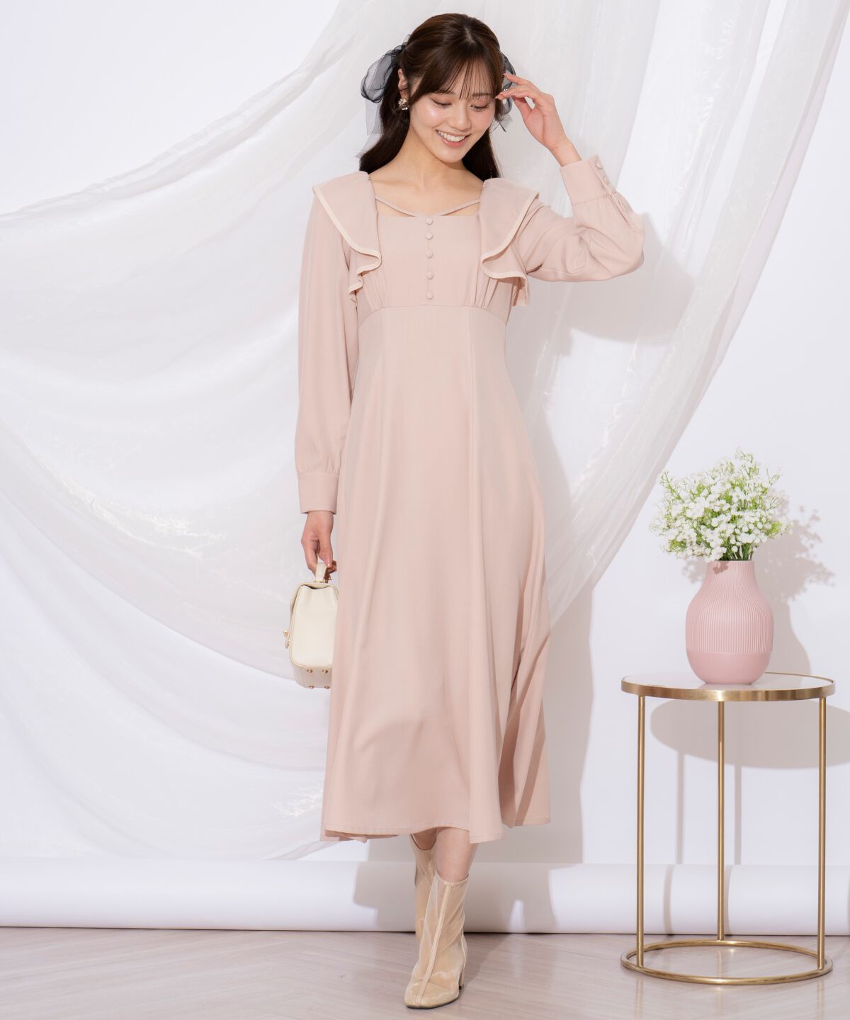 WILLSELECTION「配色パイピングフリルワンピース」|ワンピース|