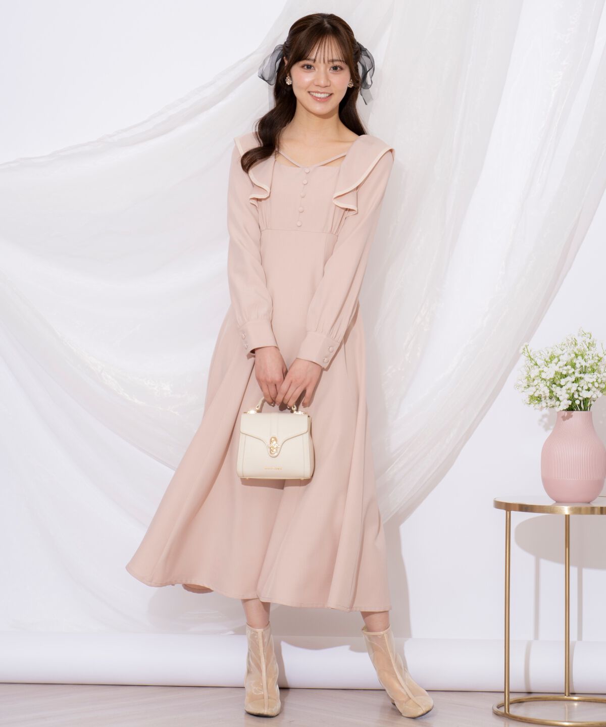 WILLSELECTION「配色パイピングフリルワンピース」|ワンピース|