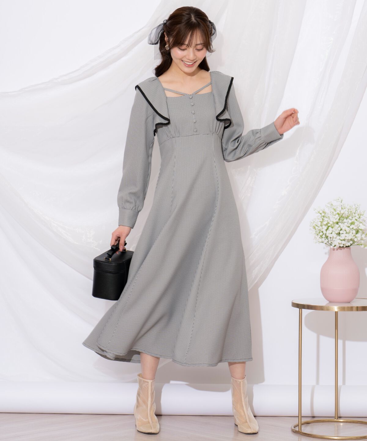 WILLSELECTION「配色パイピングフリルワンピース」|ワンピース|