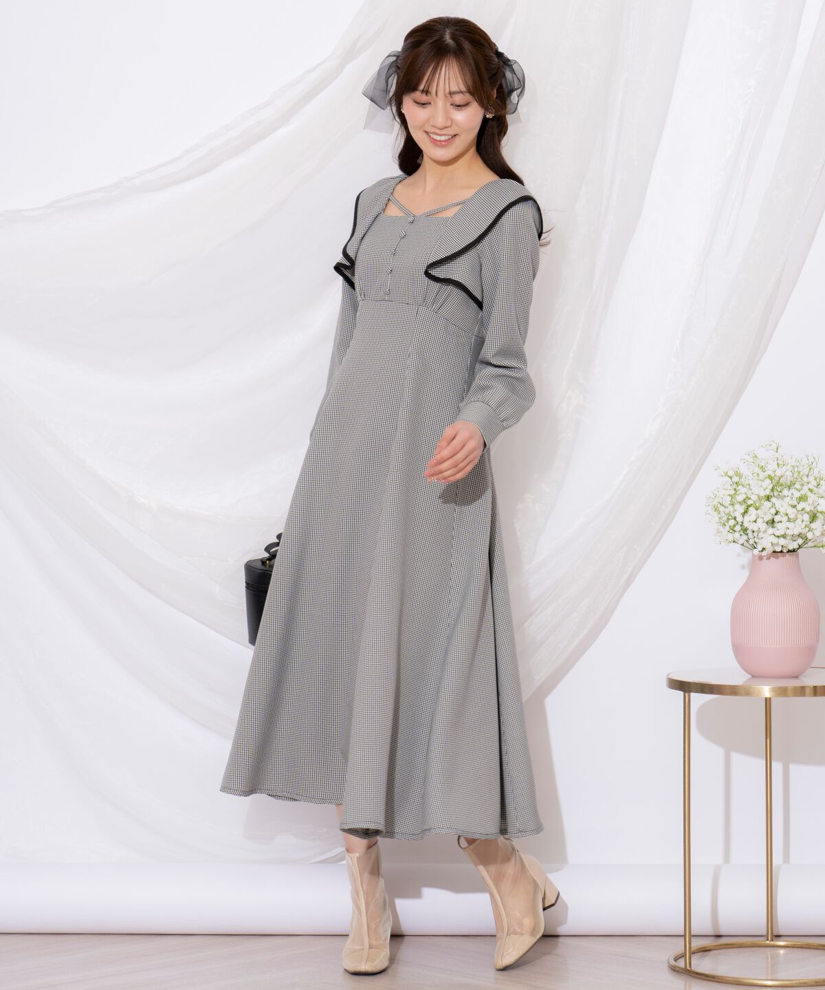 WILLSELECTION「配色パイピングフリルワンピース」|ワンピース|