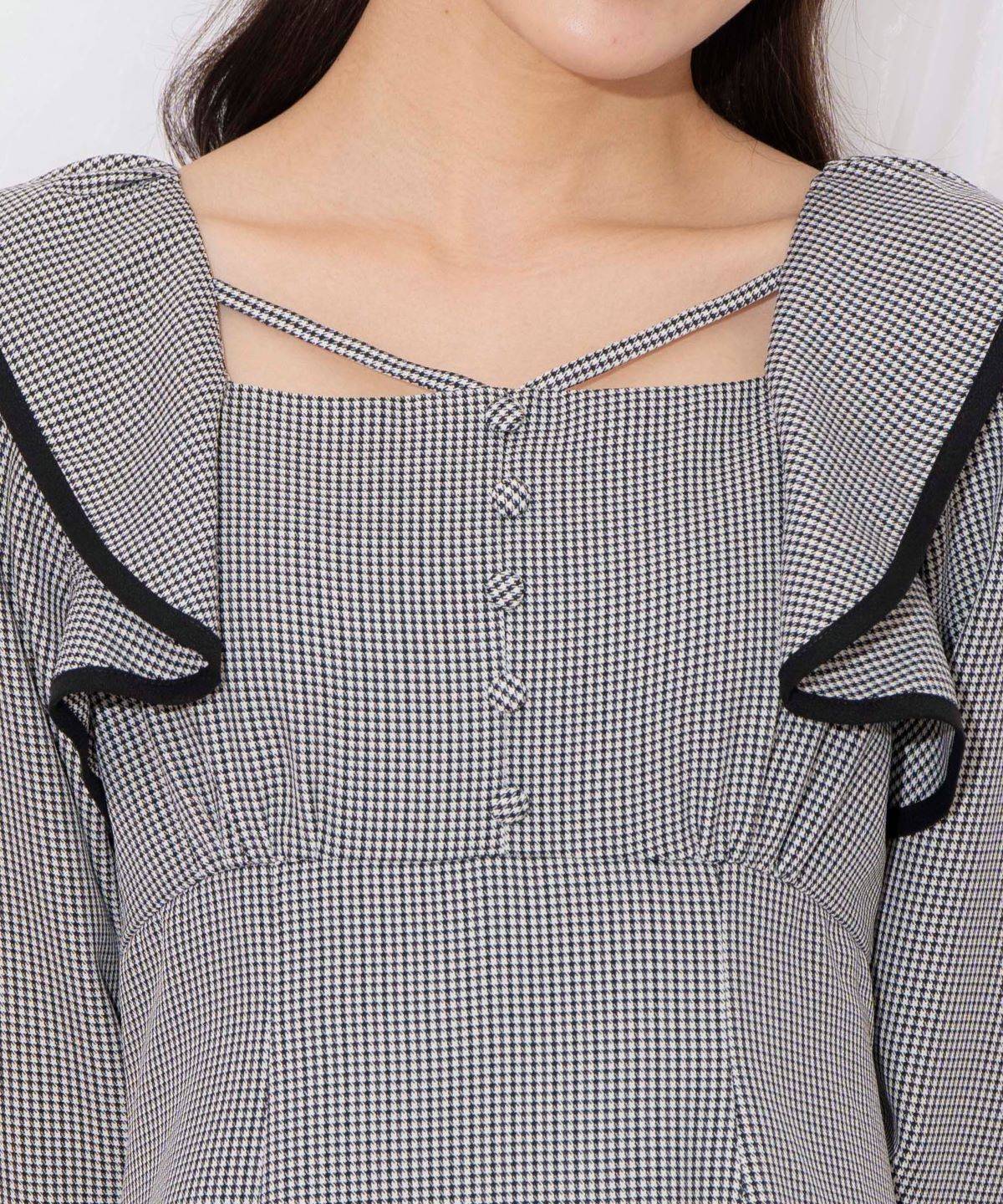 WILLSELECTION「配色パイピングフリルワンピース」|ワンピース|