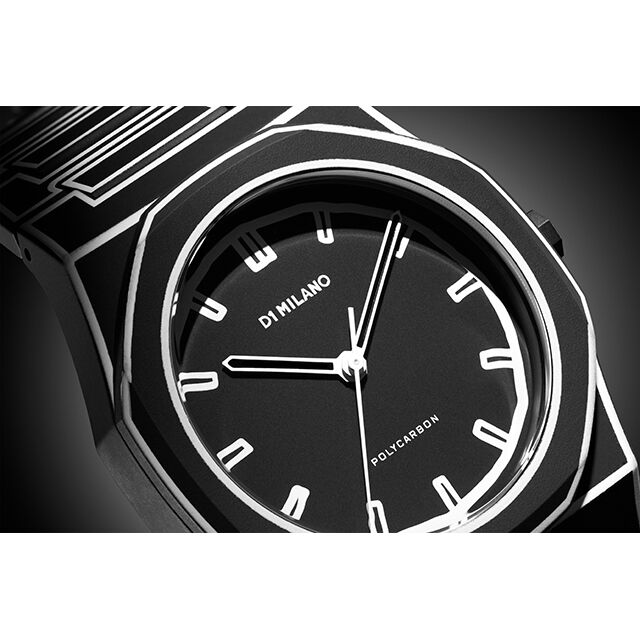 D1 MILANO「<D1 MILANO (ﾃﾞｨｰﾜﾝﾐﾗﾉ) >ﾎﾟﾘｶｰﾎﾞﾝ ﾌﾞﾗｯｸｽｹｯﾁ 40.5mm」|腕時計|