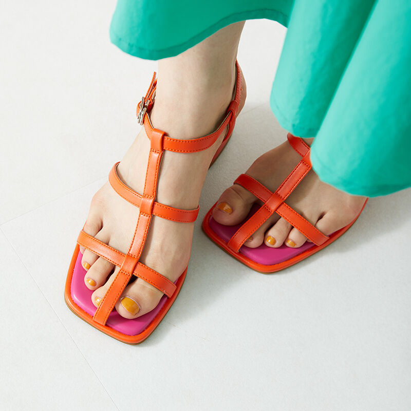ORiental TRaffic「ボーンストラップバイカラーサンダル/31250」|サンダル|ORANGE