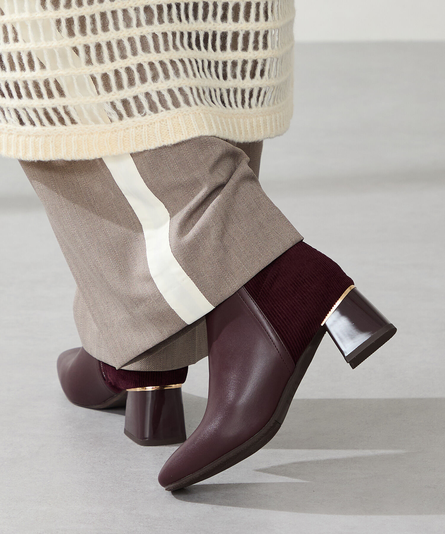 WA Oriental TRaffic「●2025秋冬新作● コーデュロイ コンビ ショートブーツ /52410」|ショートブーツ|RED