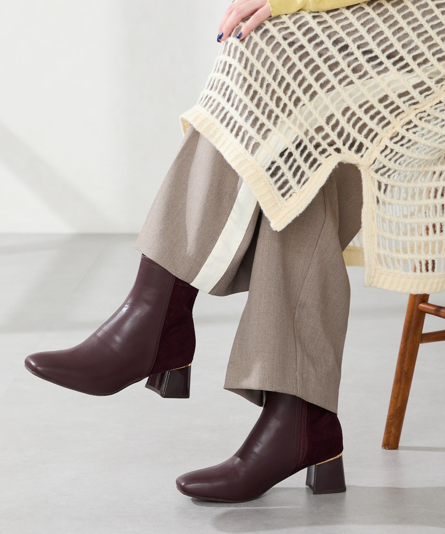 WA Oriental TRaffic「●2025秋冬新作● コーデュロイ コンビ ショートブーツ /52410」|ショートブーツ|