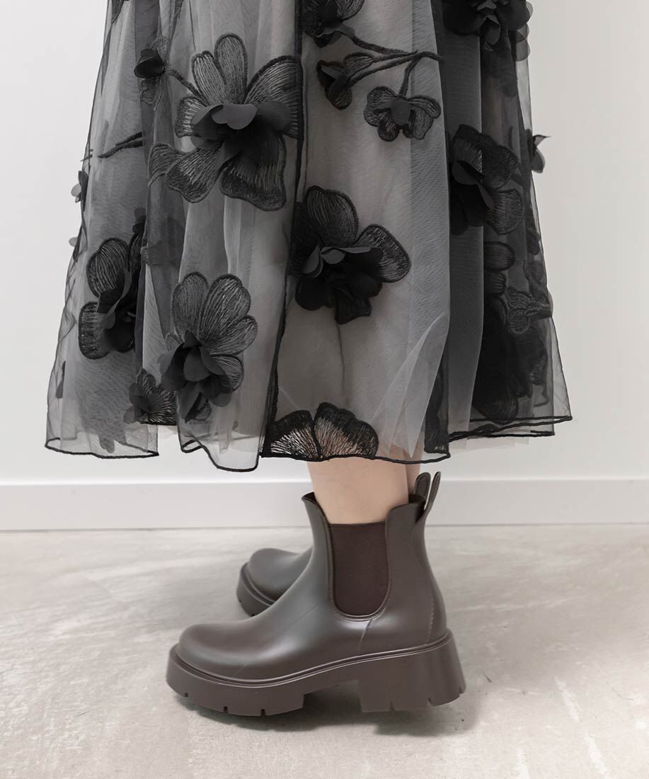  「ボリュームソールサイドゴアレインブーツ」|レインシューズ|