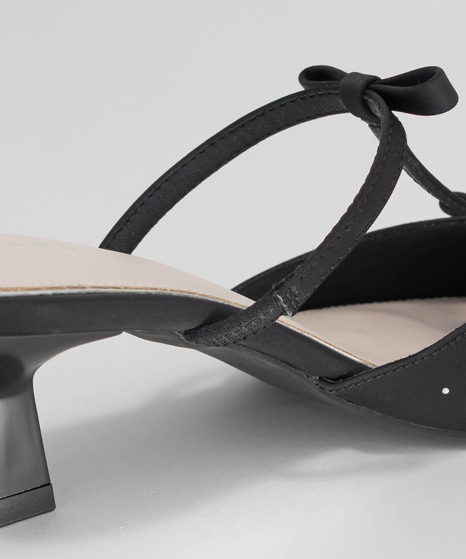  「ビジューリボンTストラップミュールパンプス」|パンプス|