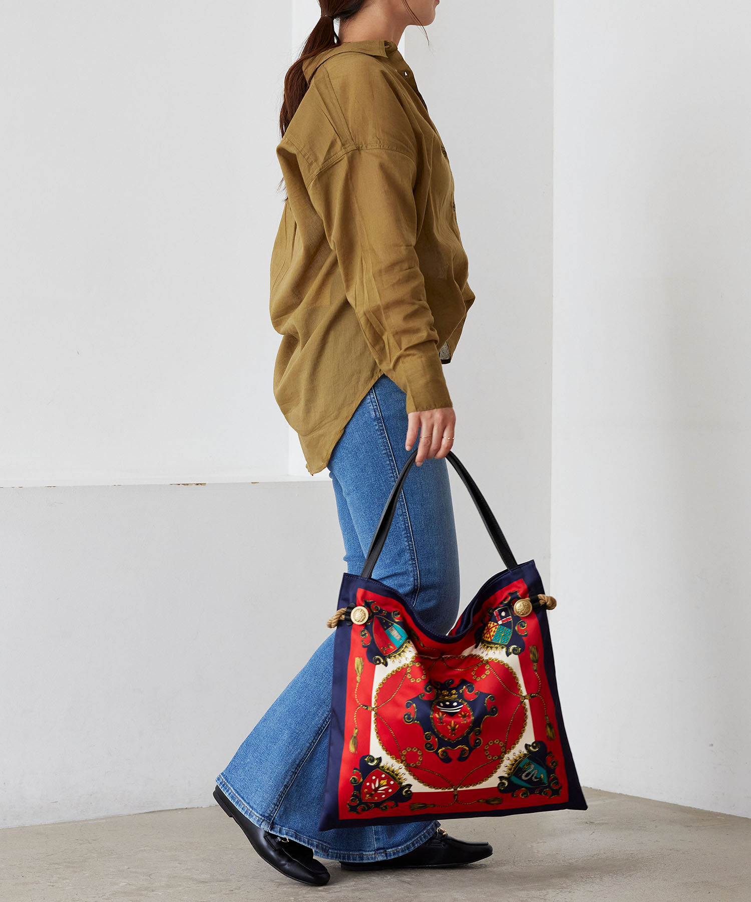 TOPKAPI TREASURE「【TREASURE TOPKAPI】マイルドサテン スカーフ柄 トートバッグ 2023」|トートバッグ|