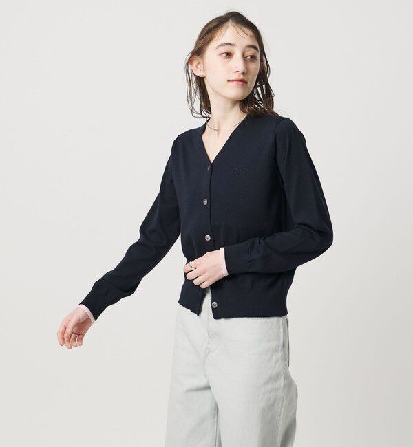 UNITED ARROWS「エンブロイダリー バイカラー カーディガン ‐ウォッシャブル‐」|カーディガン|