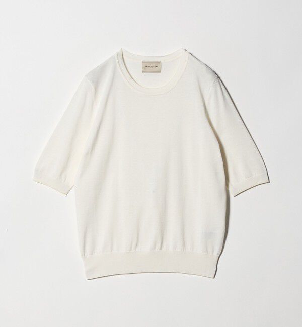 UNITED ARROWS「18G ハーフスリーブ クルーネックニット ‐ウォッシャブル‐」|ニット・セーター|OFF WHITE