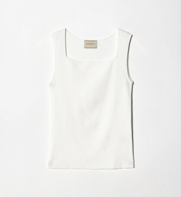 UNITED ARROWS「リブ スクエア キャミソールニット ‐ウォッシャブル‐」|タンクトップ|WHITE