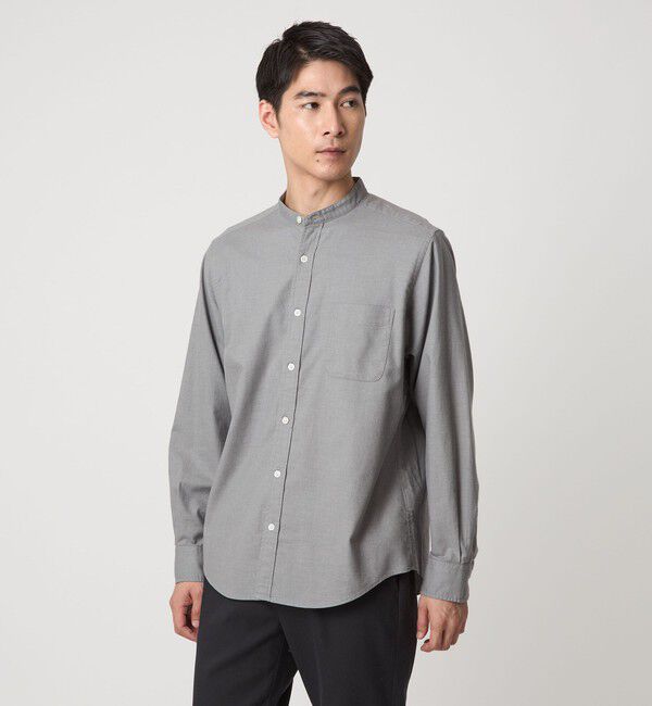 UNITED ARROWS green label relaxing「ナチュラルフィット  バンドカラー シャツ」|シャツ・ブラウス|MD.GRAY