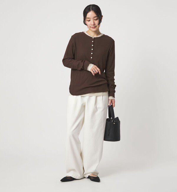 UNITED ARROWS green label relaxing「【WEB限定】＜at ease＞シアーテレコ ヘンリーネック カットソー」|Tシャツ・カットソー|