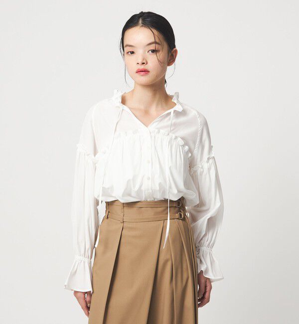 EMMEL REFINES「＜EMMEL REFINES＞EM フリルギャザー スキッパー ブラウス」|シャツ・ブラウス|