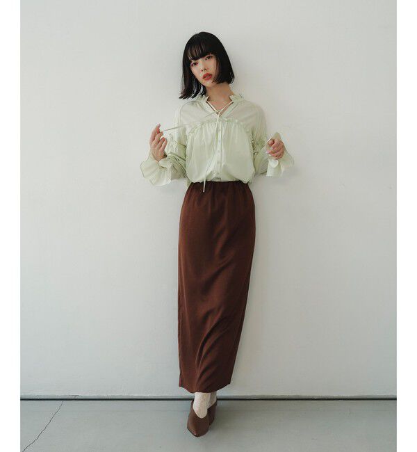 EMMEL REFINES「＜EMMEL REFINES＞EM フリルギャザー スキッパー ブラウス」|シャツ・ブラウス|