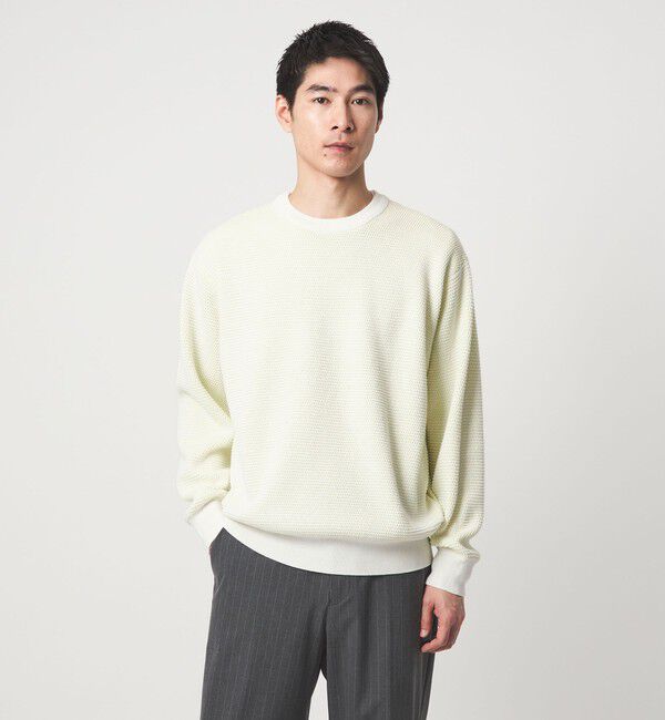 UNITED ARROWS green label relaxing「コットン リバー カノコ クルーネック ニット」|ニット・セーター|WHITE